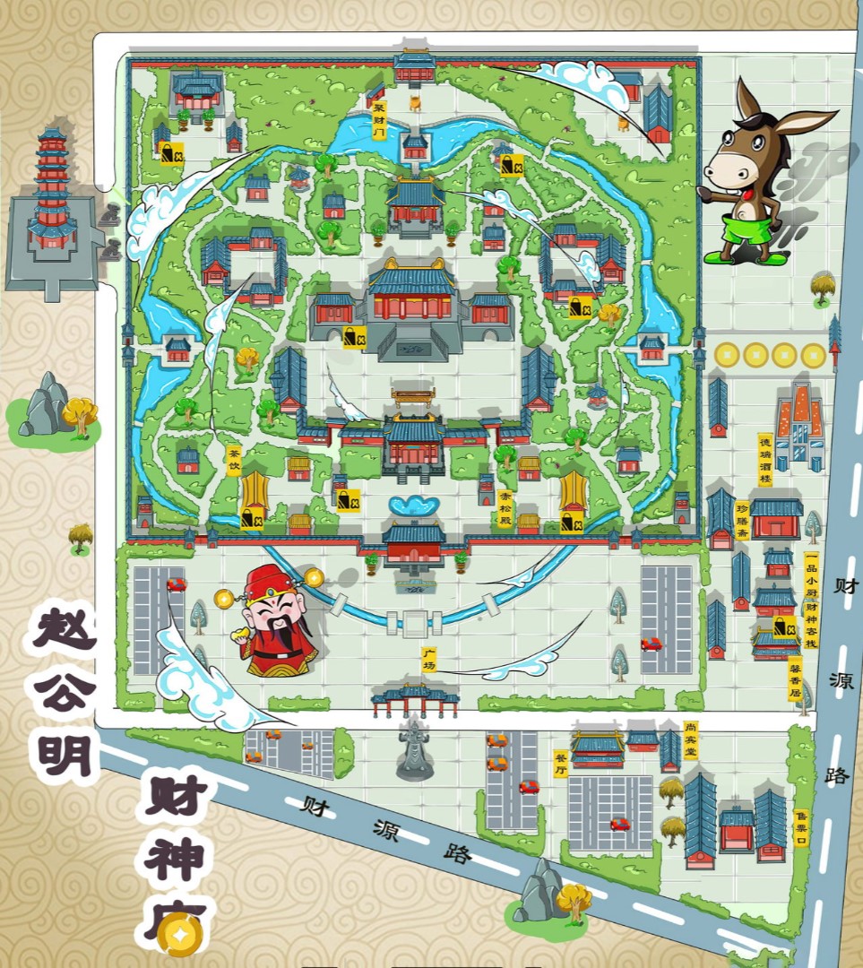 滨城寺庙类手绘地图